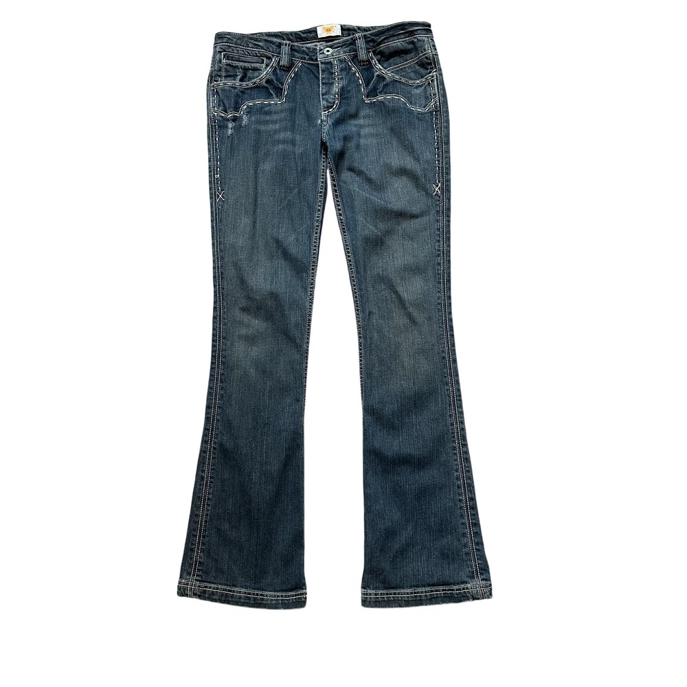 Antik Denim Jeans Womens 30 Blue Bootcut Mid Rise Embroidered‎ Pockets Stretch